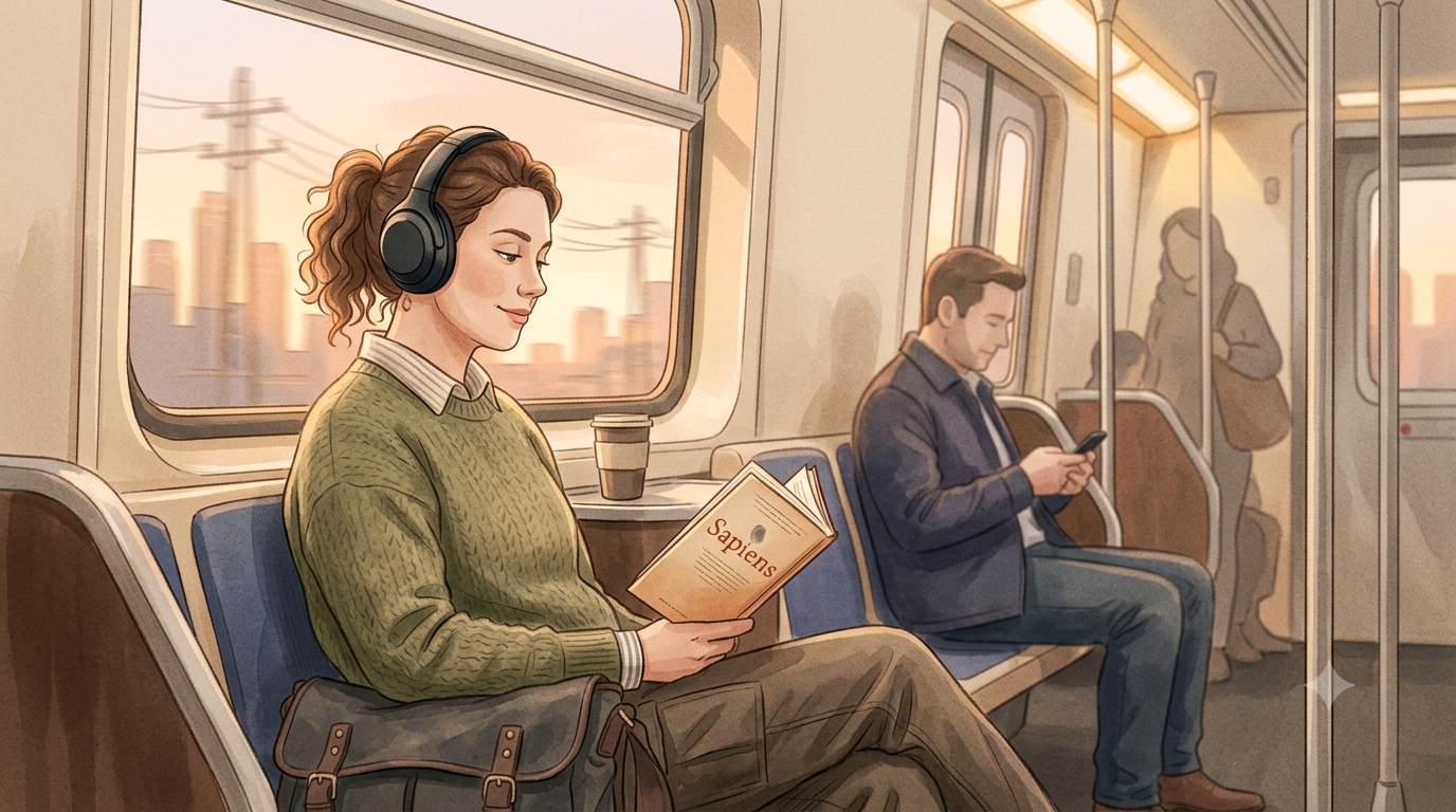 Listening to audiobooks while commuting on public transport
